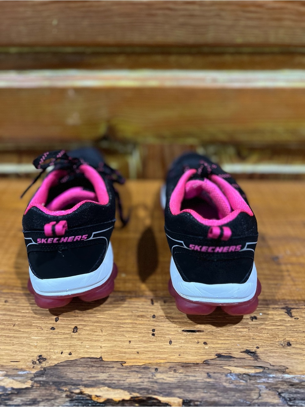 Skechers Black Athletic Sneakers with Pink Accents - Picture 6 of 11